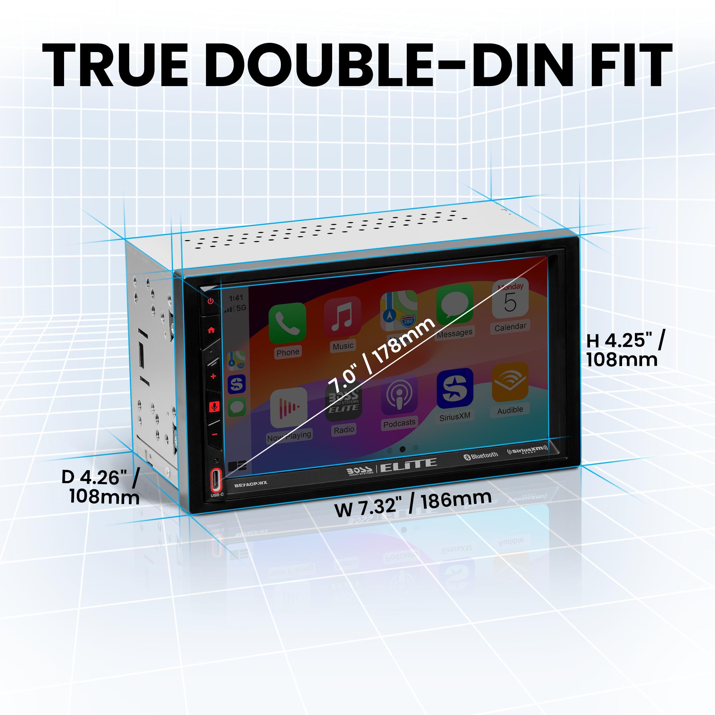 BOSS Audio Systems BOSS Audio Systems Elite BE7ACP.WX Double DIN Car Stereo Wireless Apple CarPlay Android Auto, 7 Inch Touchscreen, Sirius XM-Ready, Bluetooth