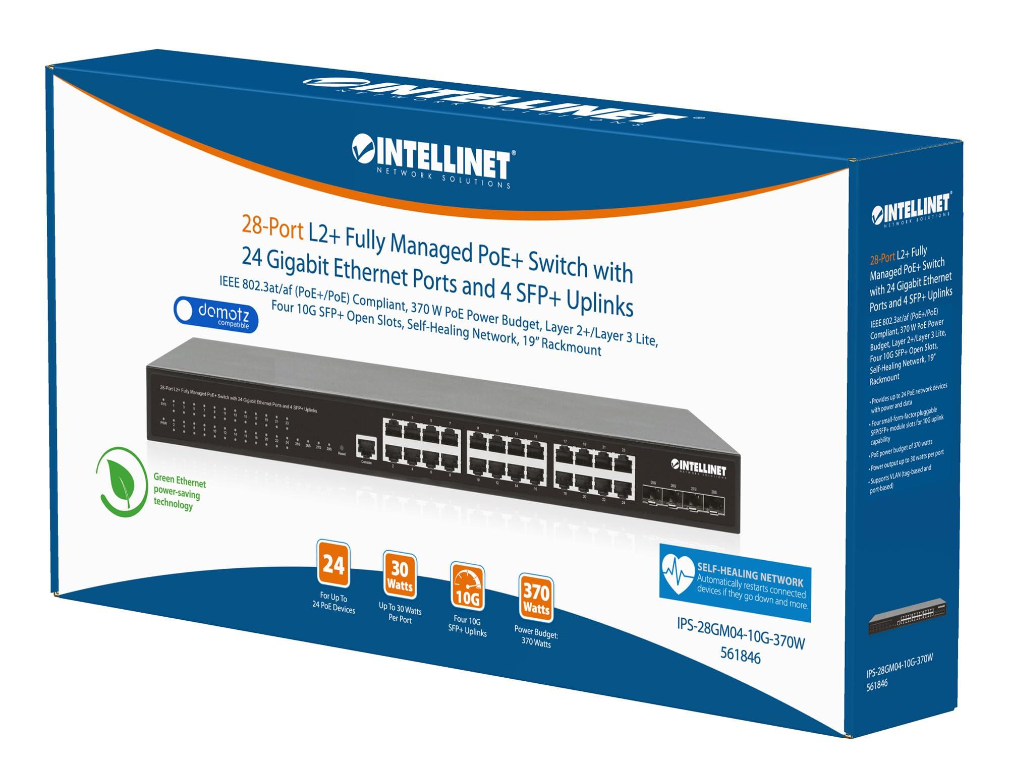 Intellinet Intellinet 28-Port L2+ Fully Managed PoE+ Switch - with 24 Gigabit Ethernet Ports and 4 SFP+ Uplinks 370W Power Budget, 30W per Port Max 3 Yr Mfg Warranty 561846