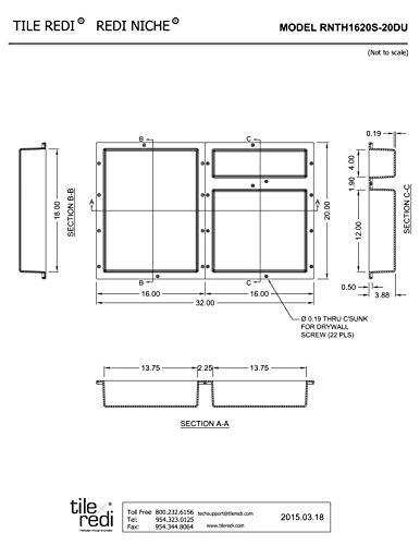 Tile Redi USA Redi Niche Triple Niche Recessed Shower Shelf- Black, Three Inner Shelves , 32-Inch Width x 20-Inch Height x 4-Inch Depth