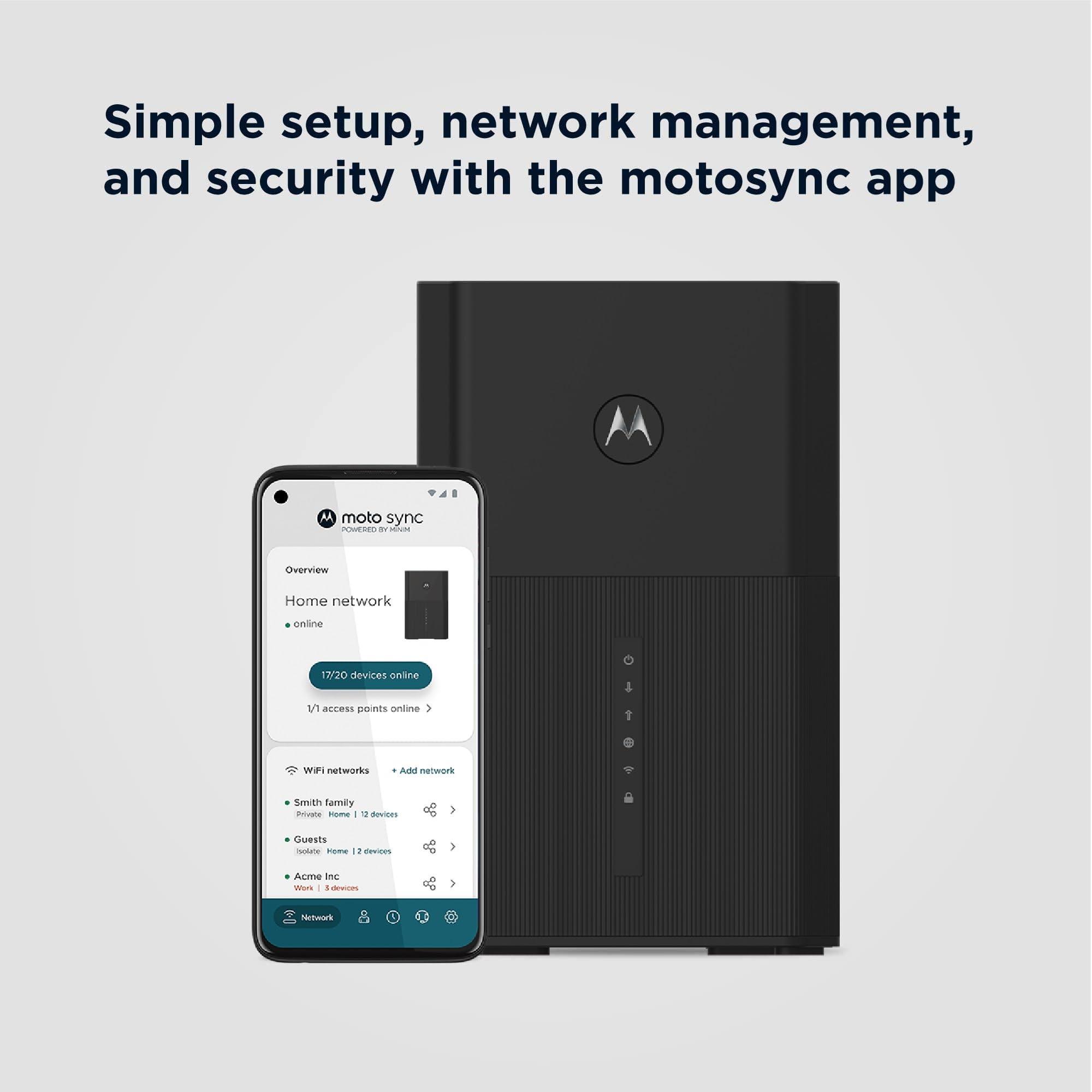 Motorola Motorola MG8725 WiFi 6 Router + Multi-Gig Cable Modem | 2-in-1 Device | Approved for Comcast Xfinity, Cox, Spectrum| Up to 6000 Mbps | DOCSIS 3.1 | AX6000 | [Not compatible with Xfinity 5G internet]
