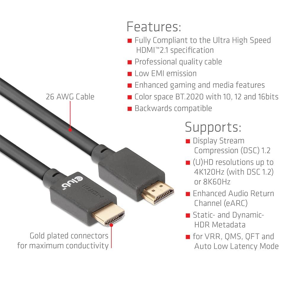 Club 3D Club 3D CAC-1375 Ultra High Speed HDMI 2.1 Certified Cable 4K 120Hz 8K 60Hz M/M 5m - 16.6ft