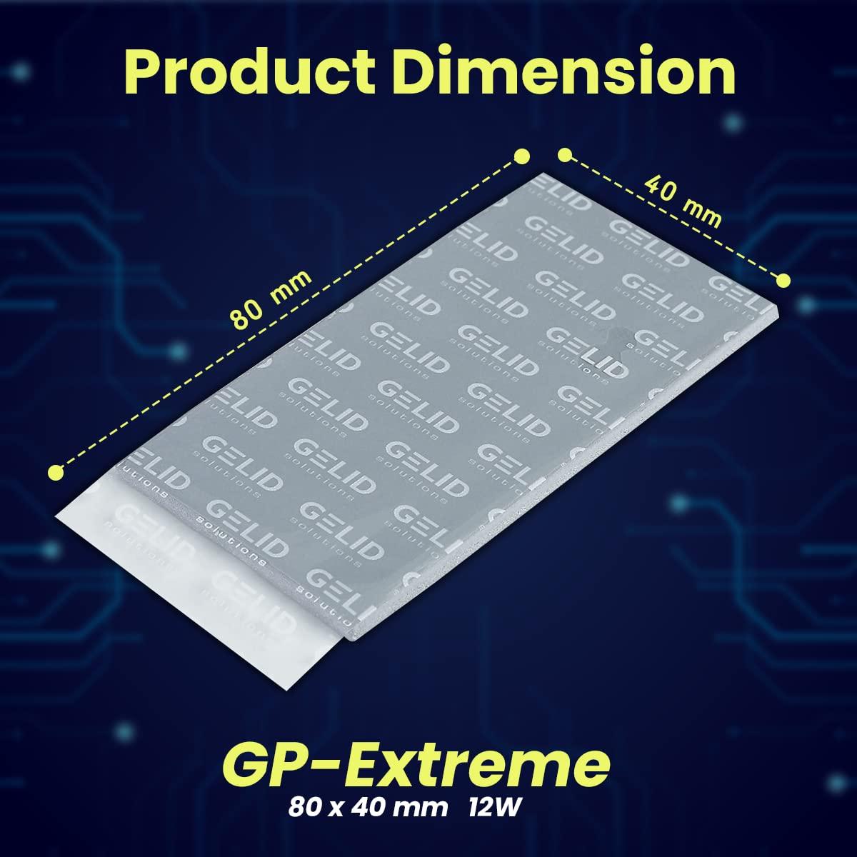 Gelid Solutions Gelid Solutions GP-Extreme Thermal Pad 80 x 40 x 2.0 mm Excellent Heat Conduction, Ideal Gap Filler Easy Installation Thermal Conductivity 12W