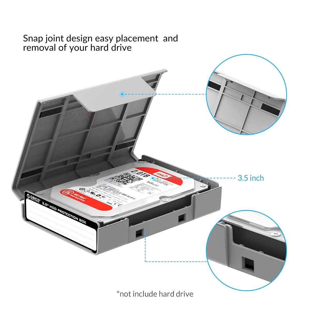 ORICO ORICO USB 3.0 External Hard Drive Enclosure for 3.5/2.5 Inch SATA Hard Drives/SSD Up to 20 TB, 3.5 Inch Hard Drive Case Protective Box