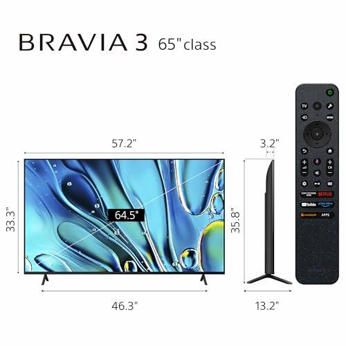 Sony Sony 65-Inch Class 4K Ultra HD BRAVIA 3 LED Smart TV with Google TV Dolby Vision HDR, PS5 Exclusive Features, K-65S30