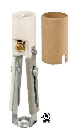 B&P Lamp B&P Lamp Keyless Porcelain Adjustable Candelabra Candle Socket, Adjusts from 3-3/8 Inches to 4-11/16 Inches