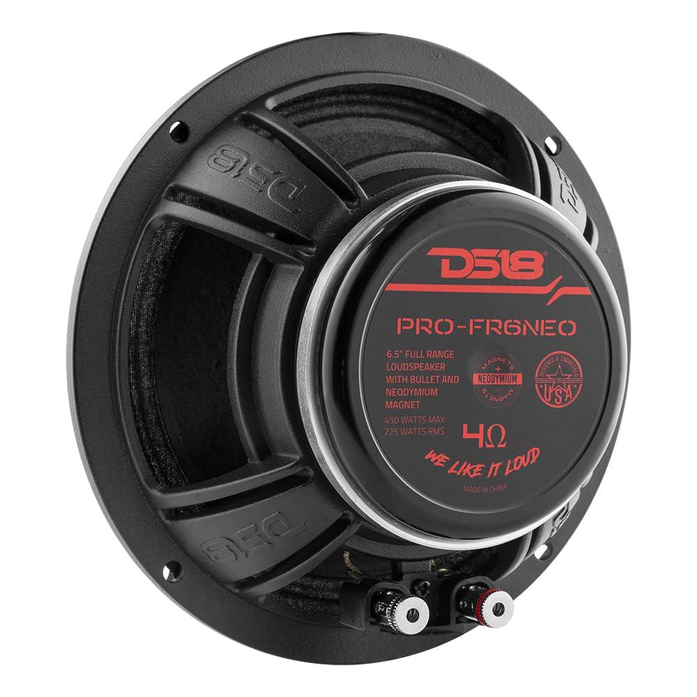 DS18 DS18 PRO-FR6NEO Loudspeaker- 6.5", Full-Range, Silver Aluminum Bullet, 450W Max, 225W RMS, 4 Ohms, Neodymium Magnet - The Most Elegant Neodymium Full Range Loudspeakers Available (Renewed)