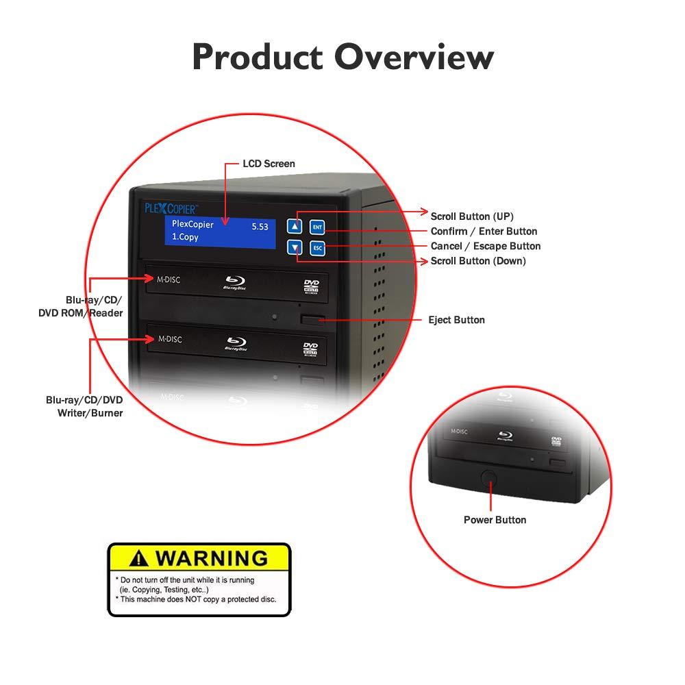 PlexCopier PlexCopier 1 to 3 Blu-ray BD BDXL M-Disc CD DVD Duplicator Copier Tower with Free Copy Protection