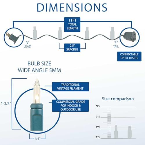 Novelty Lights Novelty Lights 50 Light Multi Christmas Mini String Light Set, Green Wire, Indoor/Outdoor UL Listed, 11' Long