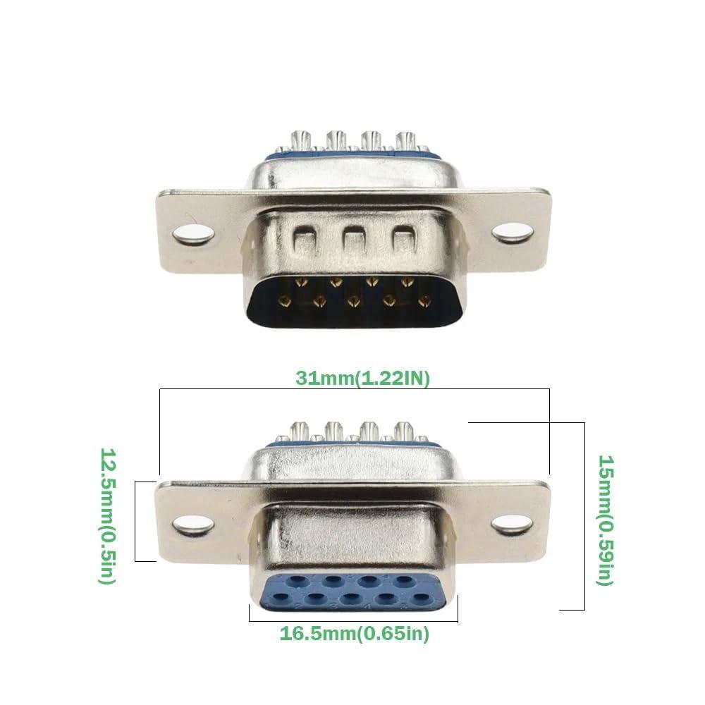 SAYOBO 1PCS RS232 Serial Port Connector DB9 Female Socket Connector 9 Pin Copper RS232 COM Adapter With Case(Male)
