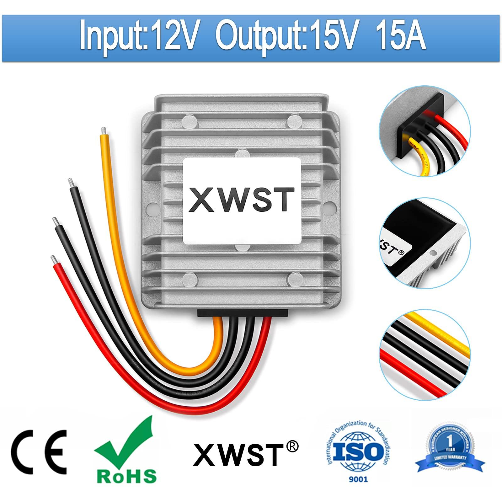 XWST DC DC 12V to 15V 15A Step-up Module,Boost Converter 9V-13V to 15V Voltage Regulator,Waterproof Power Adapt 225W 15V Volt Transformer Module(12V to 15V 15A)