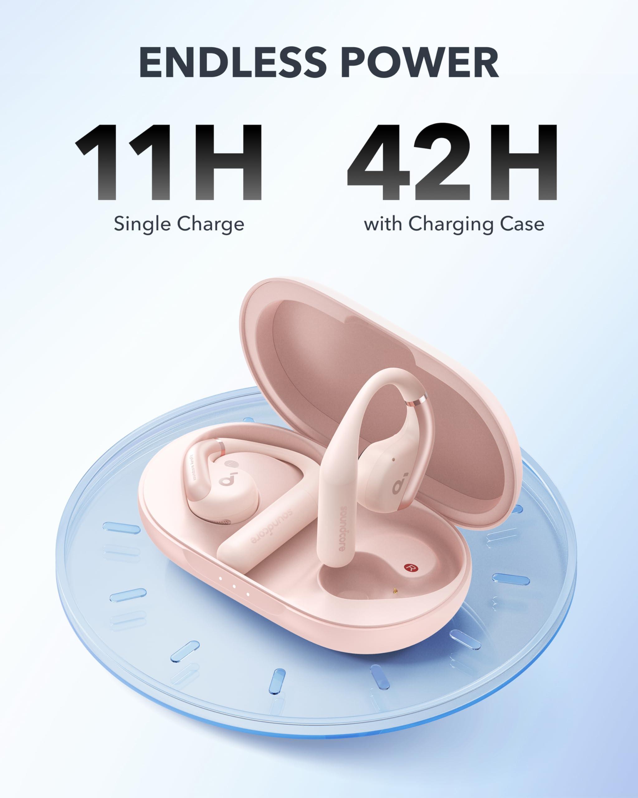 Soundcore Soundcore by Anker, AeroFit Open-Ear Headphones, Ultra Comfort, Snug Fit, Ergonomic Ear Hook, Balanced Sound, IPX7 Waterproof, 42H Playtime, Bluetooth 5.3, App Control, Clear Calls(Renewed)