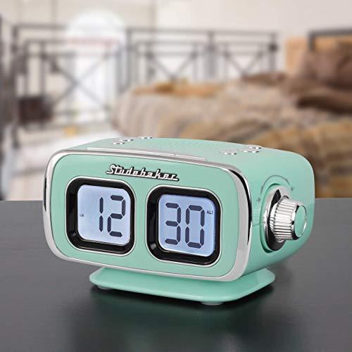 Studebaker Studebaker Large Display LCD AM/FM Retro Clock Radio USB Bluetooth Aux-in Bedroom Kitchen Counter Small Footprint (Teal)