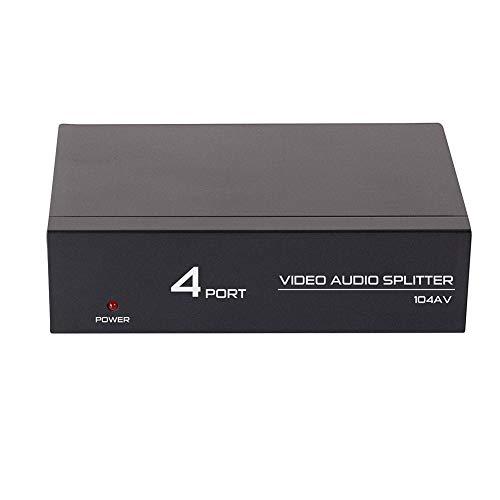 DTech DTECH Powered 4 Way 3 RCA Splitter Box 1 in 4 Out Composite Video Audio Distribution Duplicator with Power Adapter