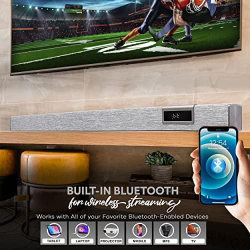 Pyle PyleUsa Home Bluetooth Audio Sound bar Stylish, 60W 35\" for TV, Supports 4K & HDMI TV\'s, Optical, COAXIAL, AUX, w/Remote Control,Coaxial & RCA Cables,Class D Digital Stereo Power Amplifier - PSBV40BT