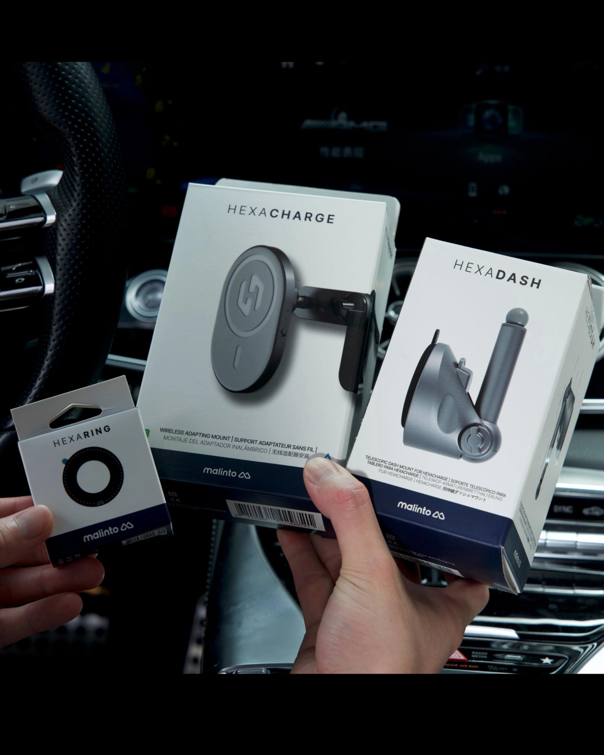 Malinto HexaCharge 3-in-1 Wireless Carplay Adapter 2024 & Magnetic Wireless Charging for iPhone and Android, Convert Wired to Wireless CarPlay and MagSafe Charging