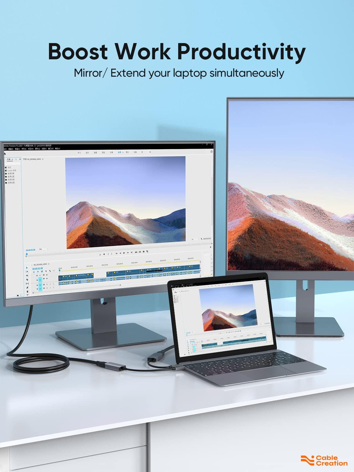 CableCreation CableCreation USB C to HDMI Adapter for Home Office 4K@60Hz HDR, Type C Male to hdmi Female Adapter Thunderbolt 3 Compatible, for MacBook/Pro/Air, iPad Pro, Surface Book 2, Galaxy S22/S20, Aluminum