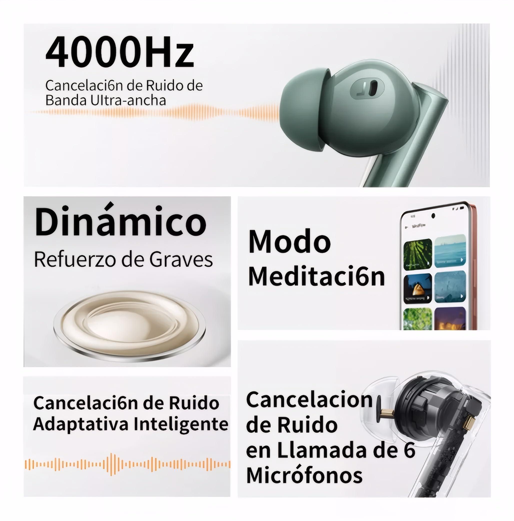 realme realme Air 6 True Wireless Earbuds, 50dB Active Noise Reduction, Hi-Res Sound, LHDC, 12.4mm Dynamic Bass Driver, 6 Mics Clear Call, 40H Battery, Bluetooth 5.3, IP55 Water Resistance - (Green)