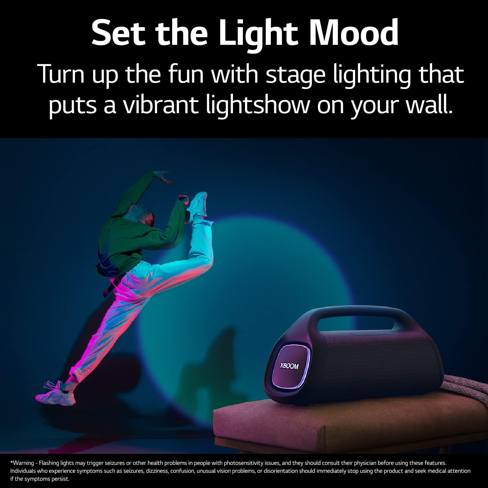 LG LG XG9QBK.DUSALLK Go Portable Bluetooth Speaker - Stage Lighting and up to 24-Hour Battery, Black