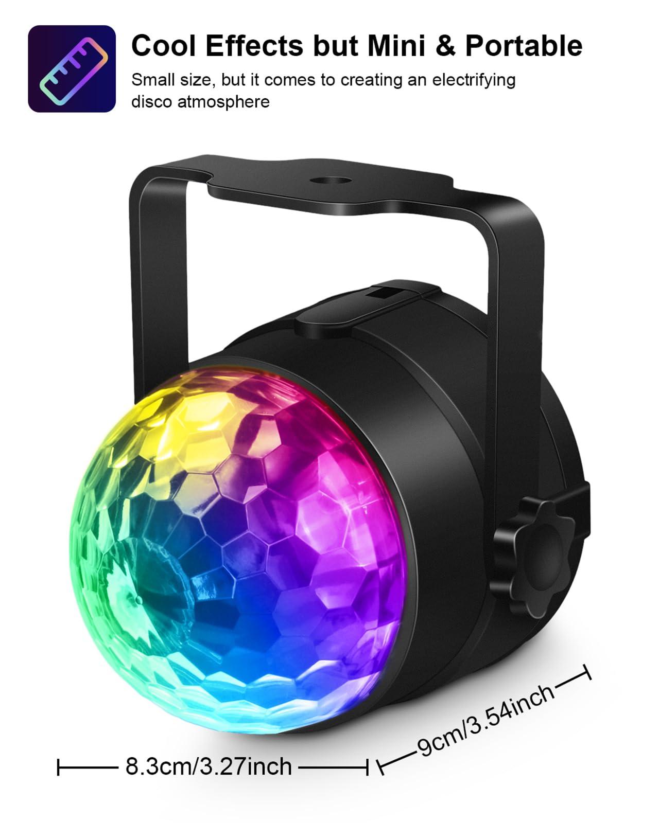 Luditek Luditek 3-Pack Sound Activated Party Lights w/Remote Control, Disco Ball Strobe Light LED Disco Lights for Home Room Dance Birthday Christmas Graduation Party Decorations