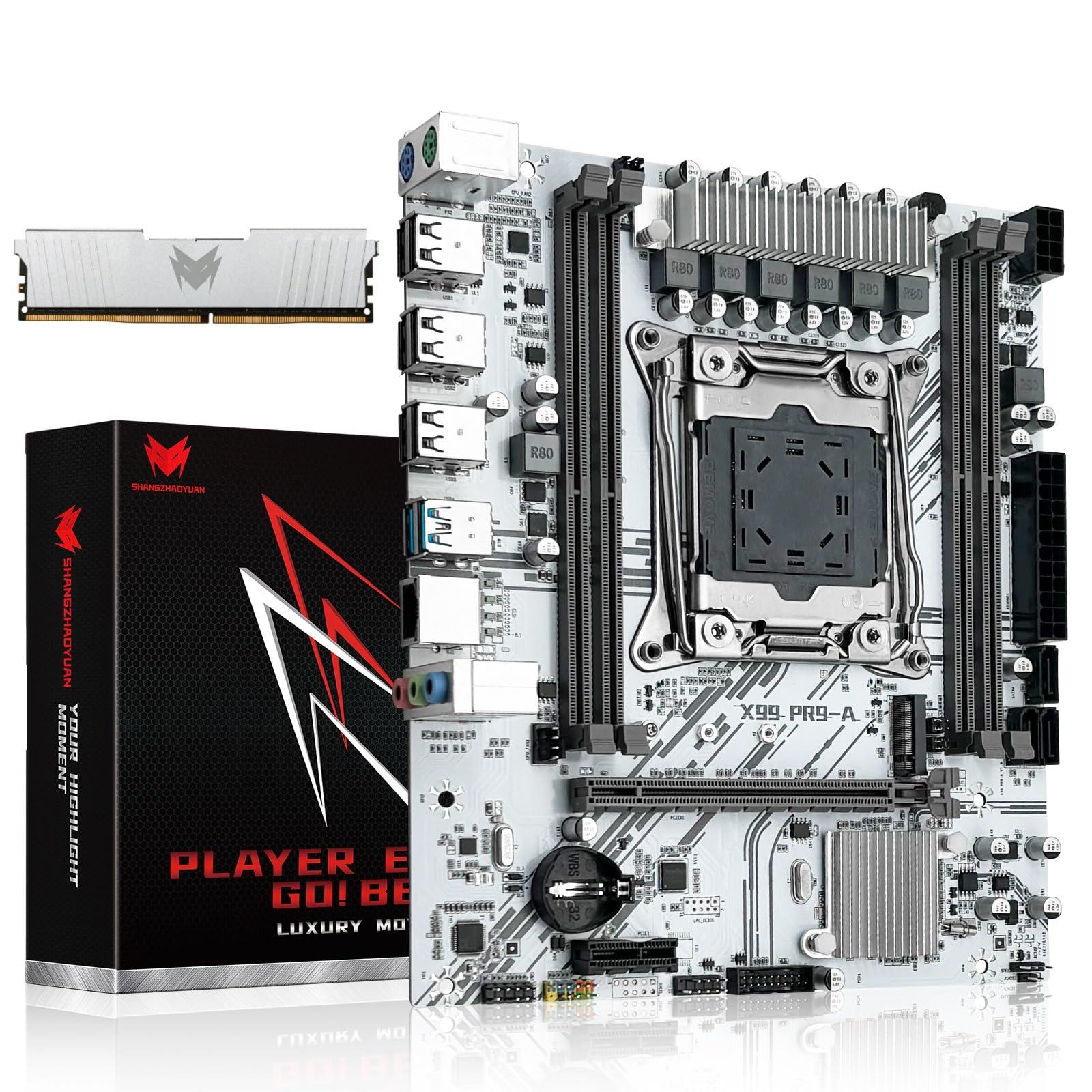 SHANGZHAOYUAN SHANGZHAOYUAN X99 PR9-A Motherboard with 16GB 2133MHz DDR4 RAM, Intel LGA 2011-3 Motherboard for Xeon E5 V3 V4 Processors (DDR4 Slot, PCIe 3.0, M.2 Protocol, SATA 3.0, USB 3.0, Gigabit LAN)