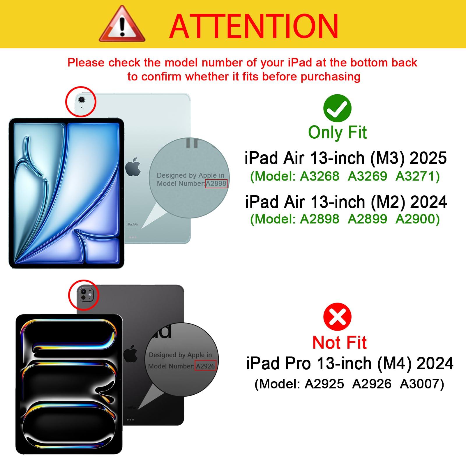 ProCase ProCase for iPad Air 13 Inch Case 2025 M3/2024 M2, Slim Smart Cover iPad 13 Air M3 M2 Case with Translucent Hard Shell Back, Supports Touch ID, Auto Wake/Sleep -Starlight