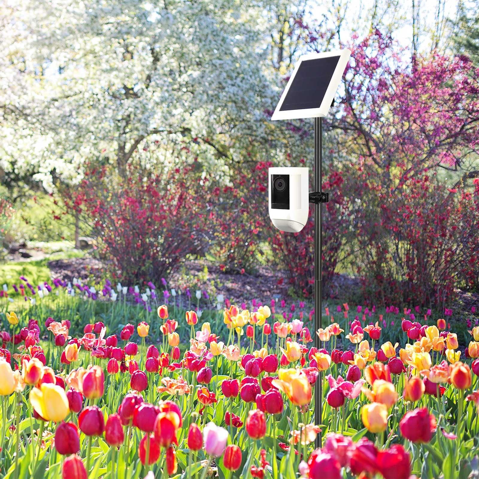 Koroao Koroao 31.49 or 47.24 inch Ground Stake Mount Stand with Solar Panel Mount for Ring, Blink, Arlo, Eufy, Wyze, Google Nest, Simplisafe Cameras and Solar Panels Ground Stake BracketBlack