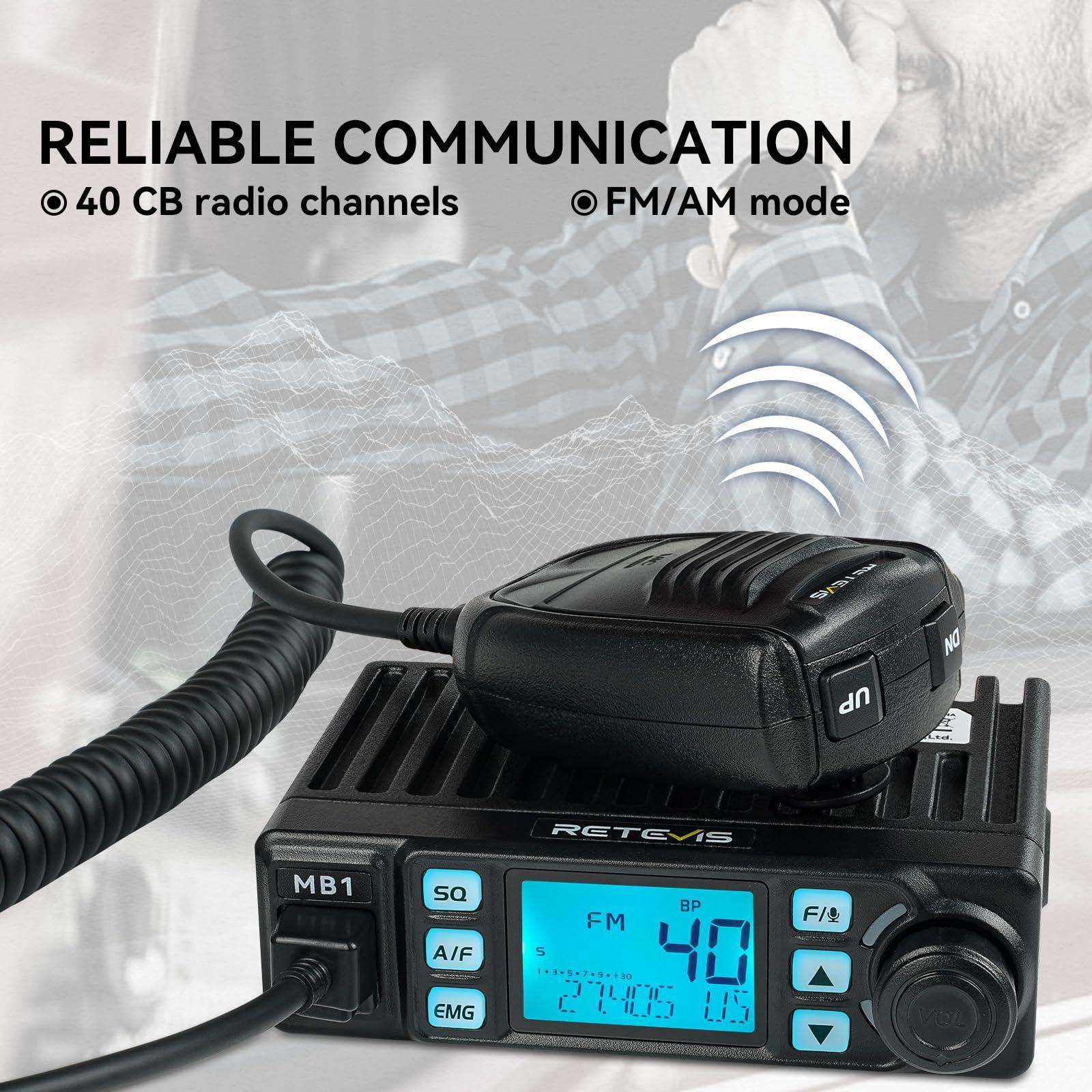 Retevis Retevis CB Radio kit,Includes MB1 CB Mobile Radio, 45 Inch Hign Gain CB Antenna, Pure Cupper Coax Extend Cable, AM/FM CB Base Station, Noise Reduction, HI-Cut, CTCSS, CB Radio Handheld for Truckers