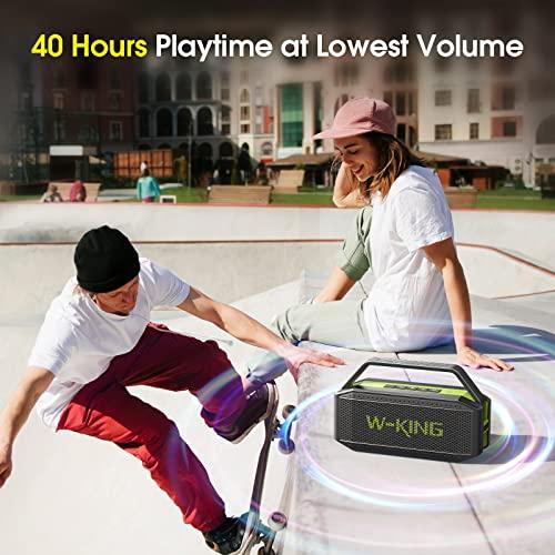 W-KING W-KING Bluetooth Speaker Loud, 60W Waterproof Portable Speaker, Rich Bass, 40H Playtime, Bluetooth 5.0, Built-in Handle, TF Card, NFC, AUX, Stereo Speaker for Camping, Outdoors