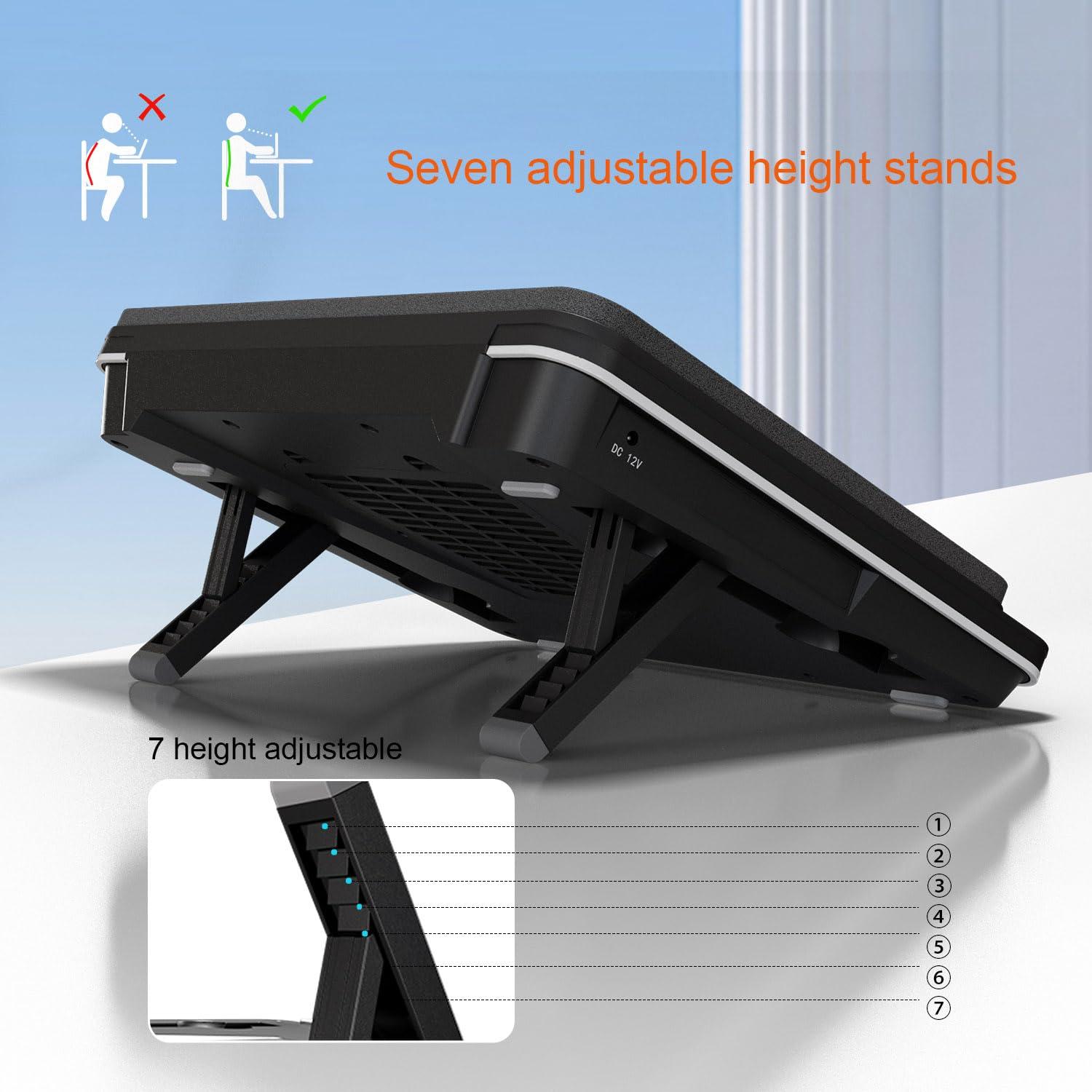 IETS IETS GT600 Laptop Cooling Pad Equipped Gigantic Turbo-Fan5.5inch Diameter,Sealed Foam for Rapid Cooling Gaming Laptop,14.1-19.3 inch Laptop Cooler with adjustable brackets,Dust Filter,touch start