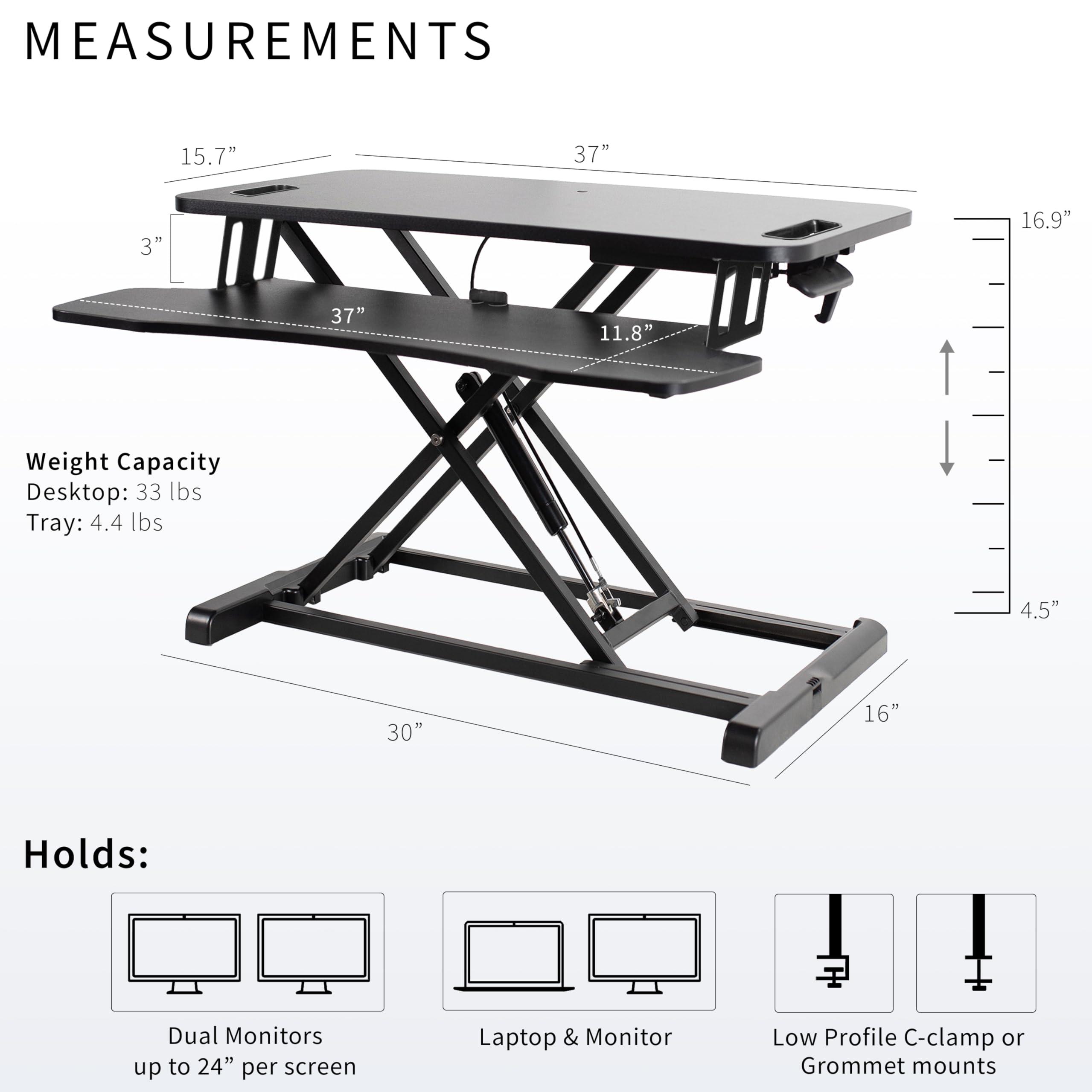 VIVO VIVO 38 inch Desk Converter, K Series, Height Adjustable Sit to Stand Riser, Dual Monitor and Laptop Workstation with Wide Keyboard Tray, White, DESK-V037KW