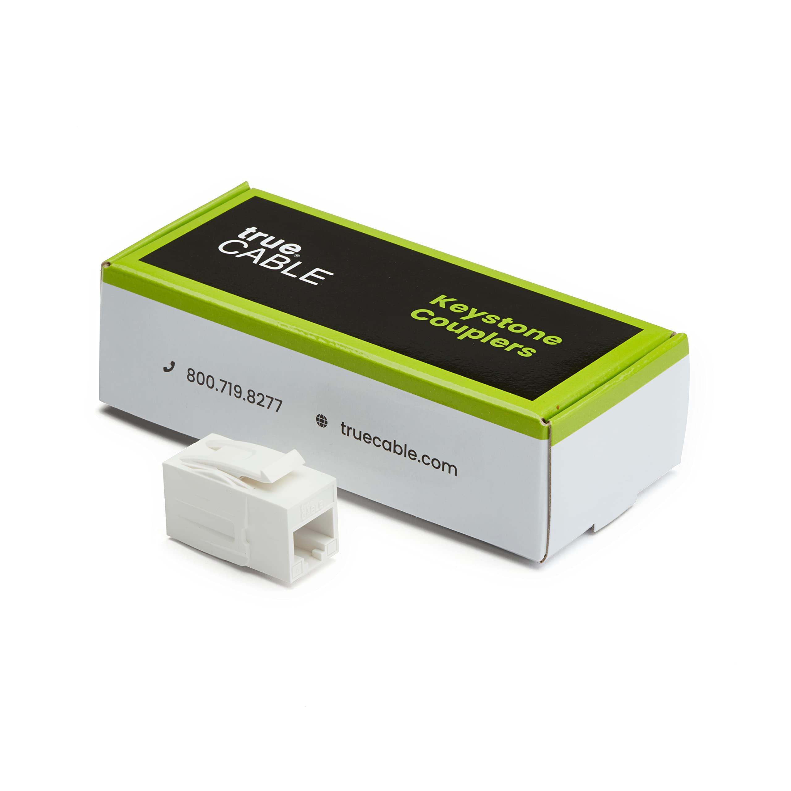 TRUE CABLE trueCABLE Cat6 Keystone Jack Coupler, Unshielded (UTP), PoE++ (4PPoE), UL Listed, ETL Verified, ANSI/TIA 568-2.D Cat 6 Performance Compliant, Female to Female RJ45 Couplers, White, 6 Pack