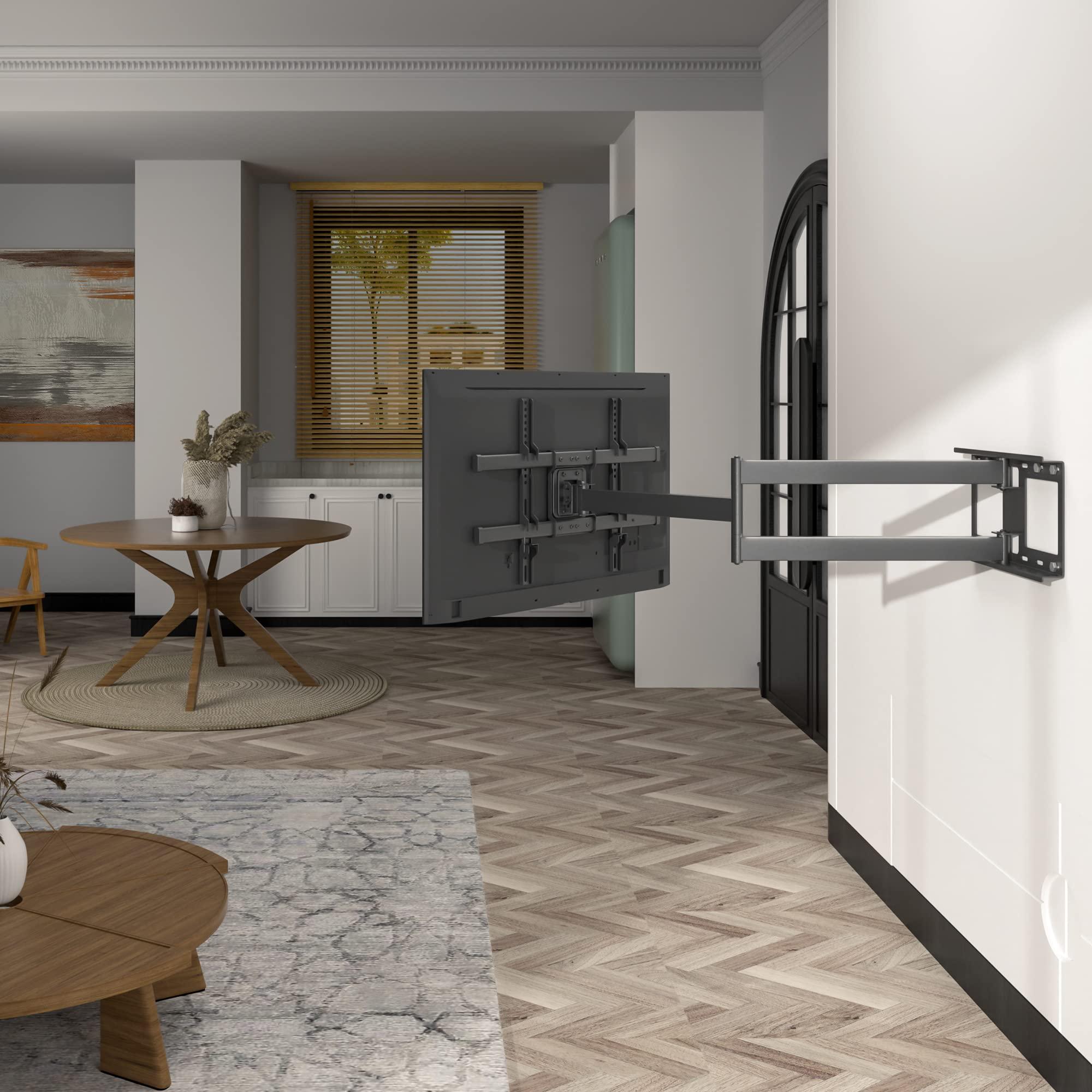 BONTEC BONTEC TV Wall Mount with Extra Long Extendable Arm for 32-75 Inch TVs, Holds Up to 132lbs, Full Motion Dual Arm TV Bracket with Tilt, Swivel, Level Adjustment, Max VESA 600x400mm, Wide Compatibility