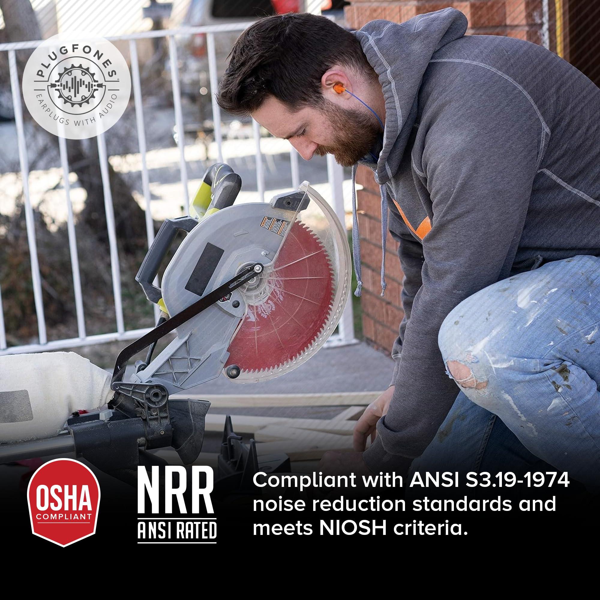 Plugfones Plugfones Basic Earplug-Earbud Hybrid - Noise Reducing Earphones - Orange