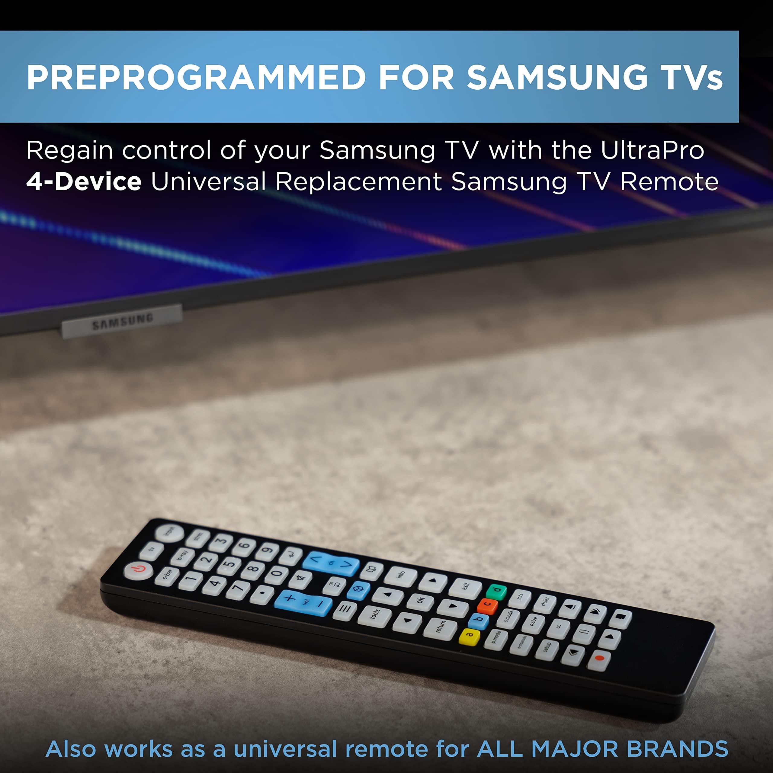 UltraPro UltraPro Replacement Remote for Samsung TV Models After 2015 Compatible with LED LCD HD UHD 4K HDR Smart TVs Universal Remote Control Function for Streaming Players Sound Bars Blu-ray DVD 67207