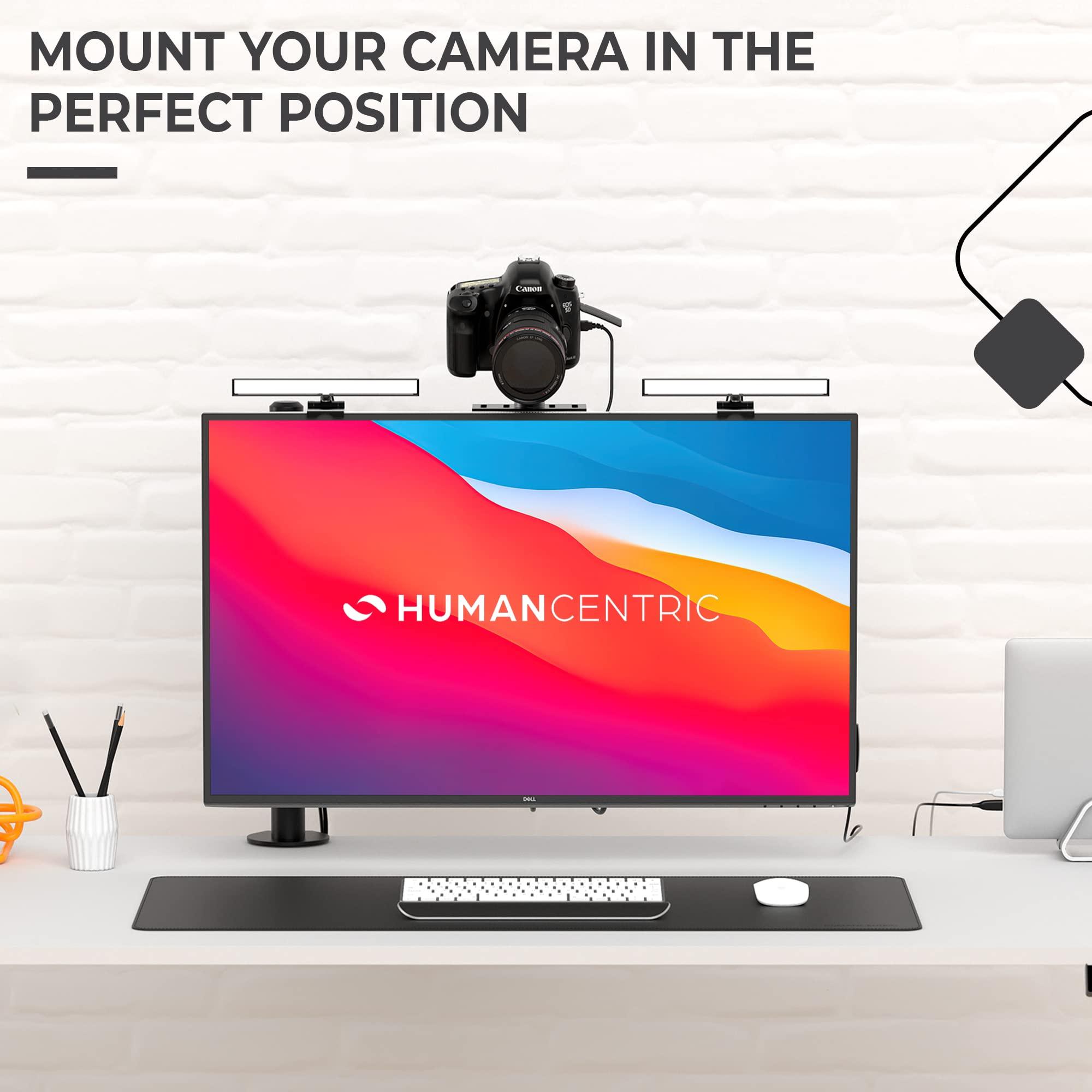 HumanCentric HumanCentric DSLR Monitor Mount Small, Desk Camera Mounting, Light Webcam, Microphone Shelf for Monitor VESA Arm, Replace Clamp Tripods, 100x100mm Patterns, Aluminum, Hardware Included