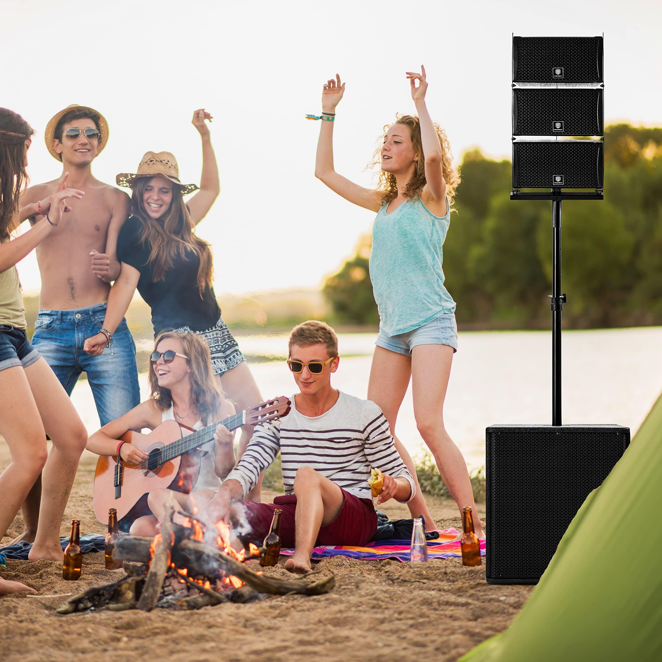 PRORECK PRORECK Club 8000 18-inch 8000W P.M.P.O Stereo DJ/Powered PA Speaker System Combo Set 6 Line Array Speakers and Two 18 inch Subwoofers with Bluetooth/USB Drive Read/SD Card/Remote Control