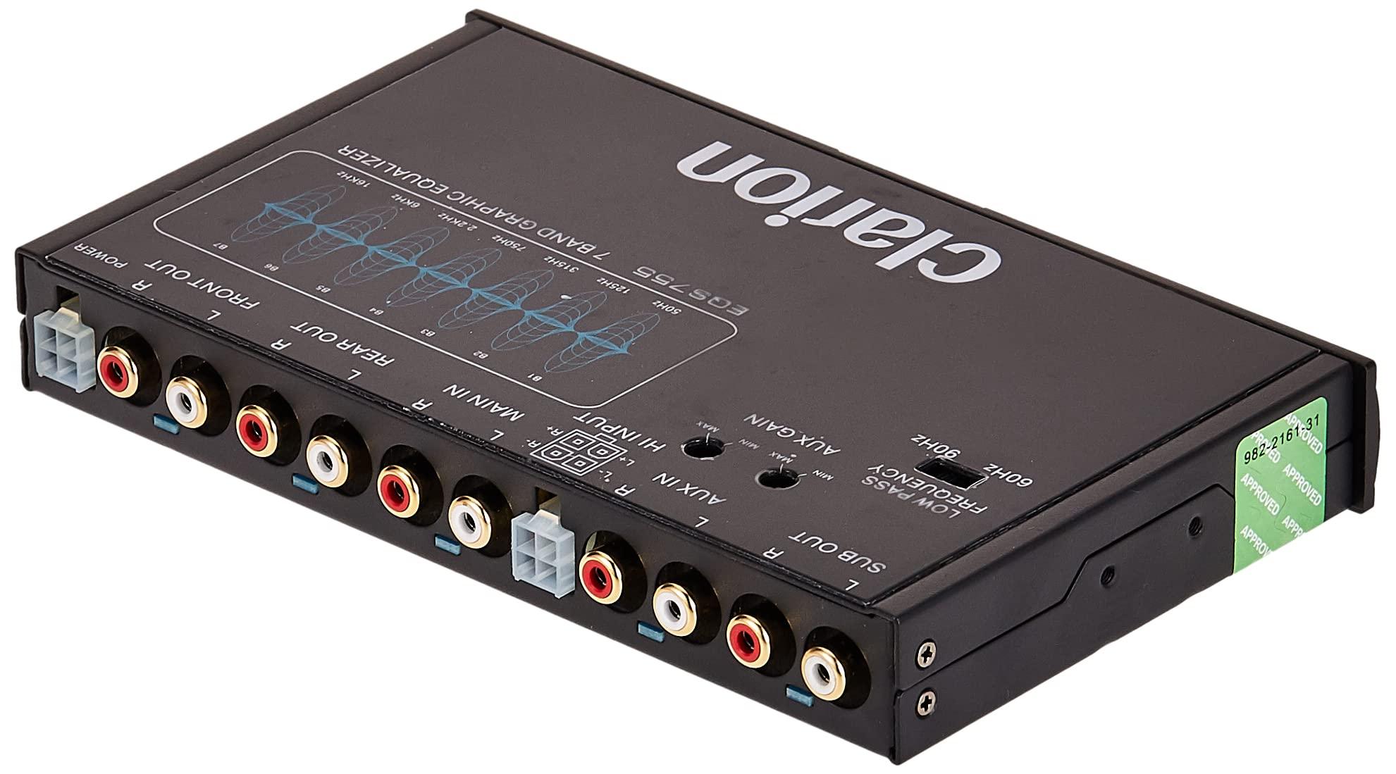 Clarion Clarion EQS755 7-Band Car Audio Graphic Equalizer with Front 3.5mm Auxiliary Input, Rear RCA Auxiliary Input and High Level Speaker Inputs, BLACK