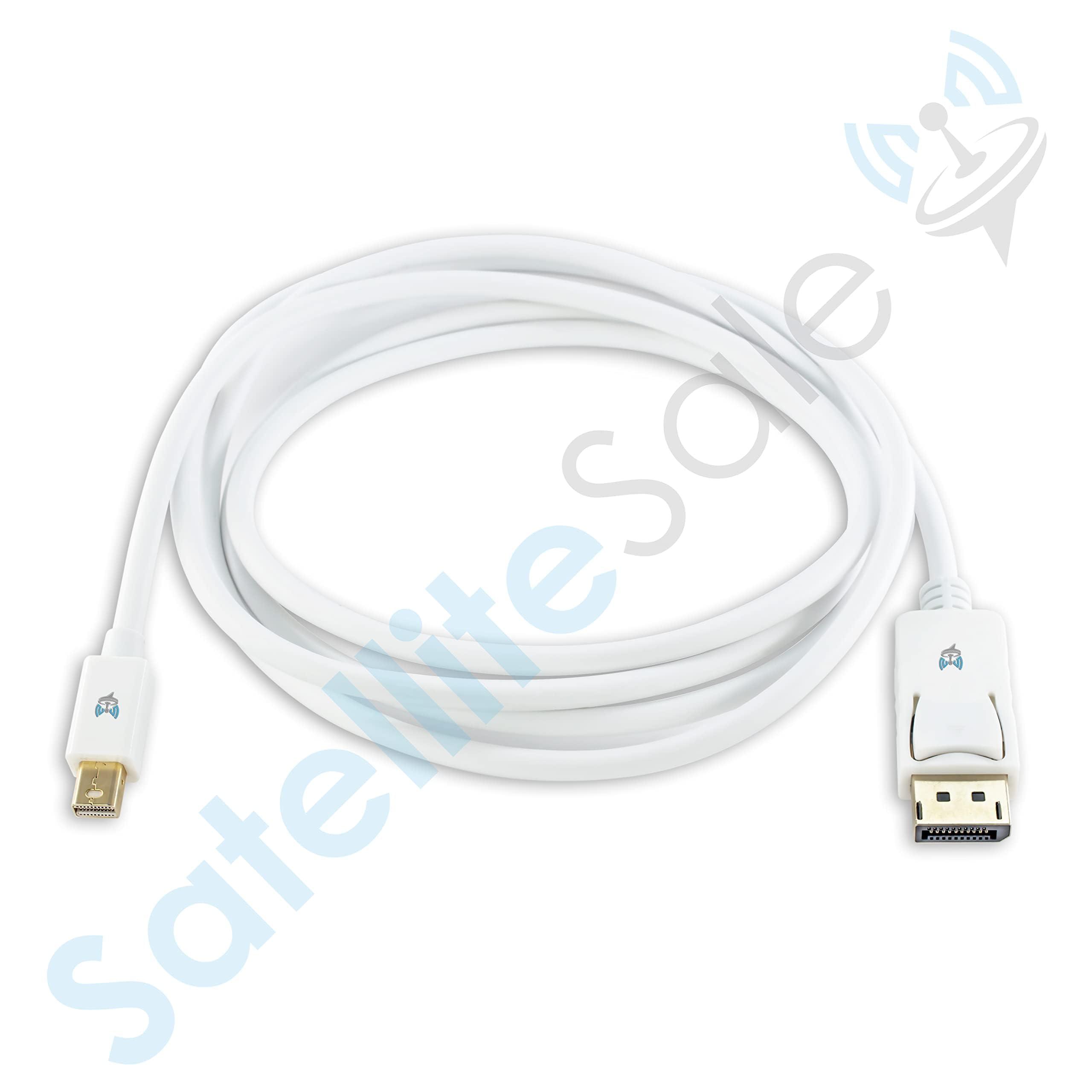 SatelliteSale SatelliteSale Mini DisplayPort to Display Port DP Cable Male to Male 4K/30Hz 8.64Gbps Universal Wire PVC White Cord 3 feet