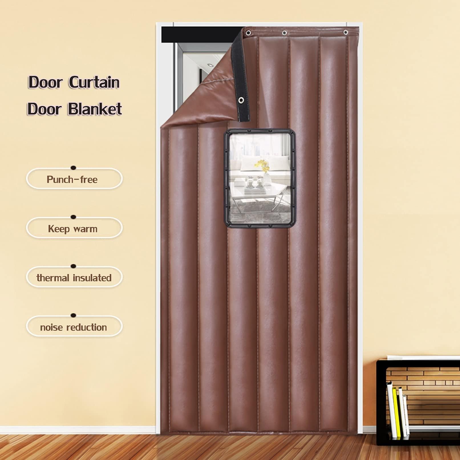 horv JJPSQHRV Soundproof Blanket Home Thermal Insulated PU Curtain Heavy Duty Blackout Window Treatment Room Divider Windproof Waterproof Doorway Covering for Living Room Garage Storm Door Patio Kitchen