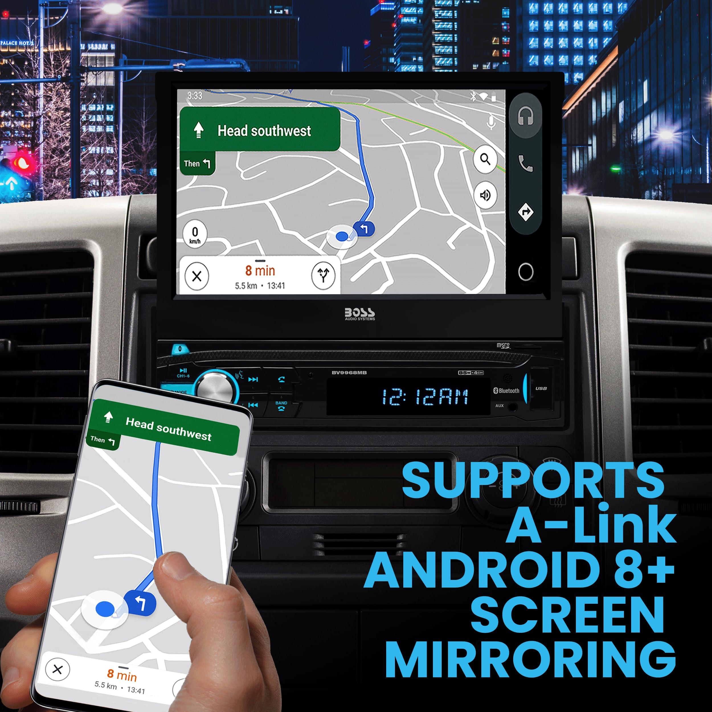 BOSS Audio Systems BOSS Audio Systems BV9968MB Car Stereo System - Single Din 7 Inch Head Unit, Touchscreen, Bluetooth Audio and Hands-Free Calling, AM/FM Radio Receiver, No CD Player, Aux-in, USB