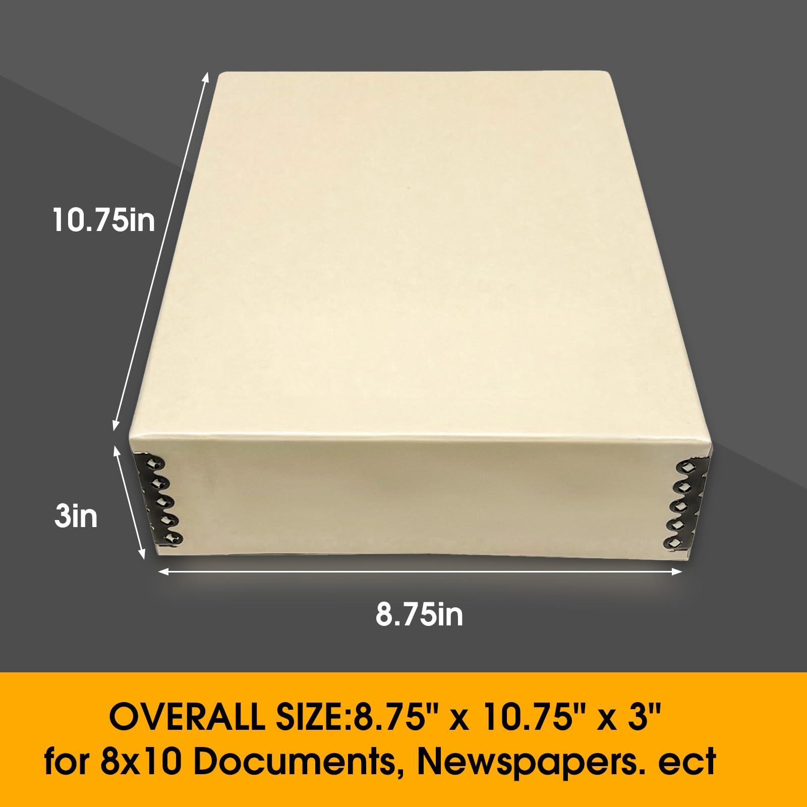 Golden State Art Golden State Art, Archival Storage Box, Acid-Free Drop Front Museum Box with Metal Edge for Storing Artwork Photos Documents Prints Arts and Crafts (Tan-8.75x10.75x3 Inches) Pack of 2