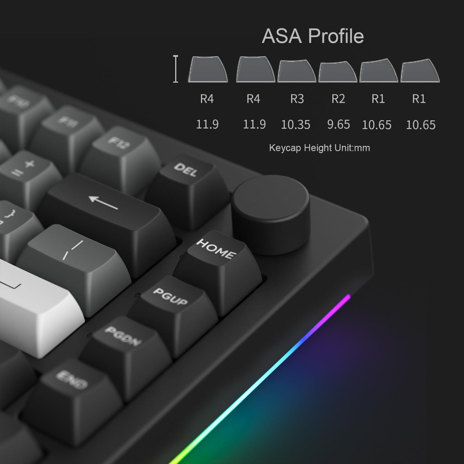 Akko Akko 5075B Plus Mechanical Keyboard 75% Percent RGB Hot-swappable Keyboard with Knob, Black & Silver Theme with PBT Double Shot ASA Profile Keycaps V3 Creamy Yellow Pro Switch