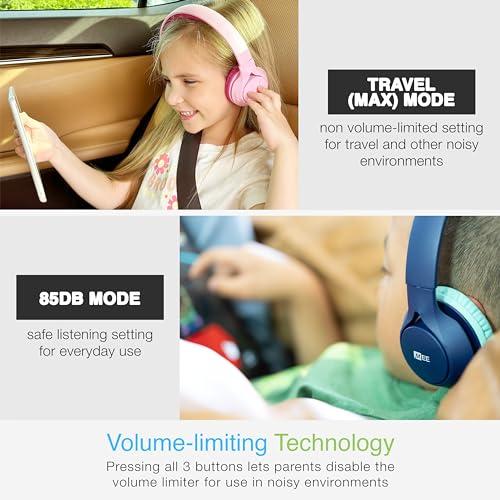 MEE audio MEE audio KidJamz KJ45BT Children's Safe Listening Bluetooth Wireless Headphones with Volume Limiter & Microphone, Adjustable On-Ear Kids Headset for Online Learning/School/Travel/Tablet (Blue/Teal)