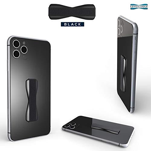 LOVEHANDLE LOVEHANDLE Phone Grip for Most Smartphones and Mini Tablets, Black Elastic Strap with Black Base, LH-01Black