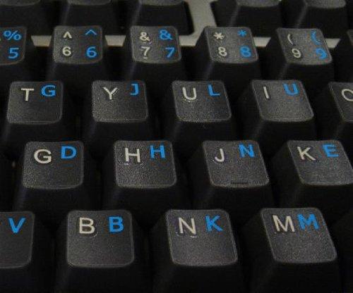 4Keyboard COLEMAK Keyboard Labels Layout ON Transparent Background with Blue OR Yellow Lettering (Blue)