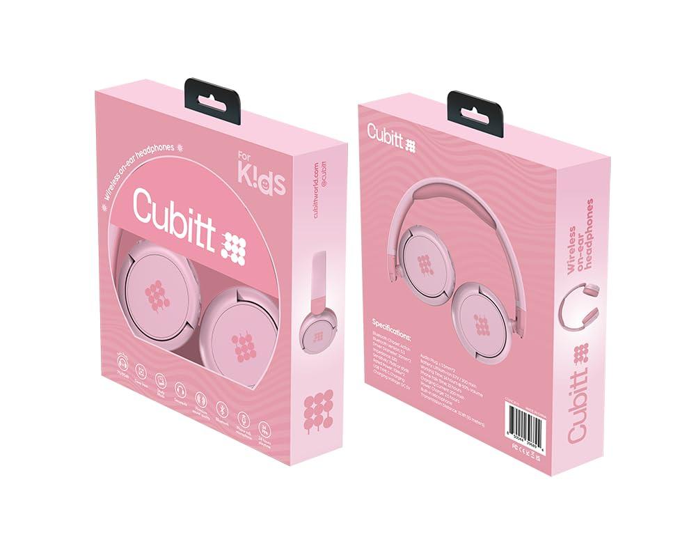 Cubitt Tracking Technologies Cubitt Bluetooth Headphones for Kids, Wireless, with Premium Sound Quality, Built in Microphone, 24 Hours Playtime, Study Mode/Volume Limited and AUX Cord for iPad, Tablet, Airplane, Phone, PC