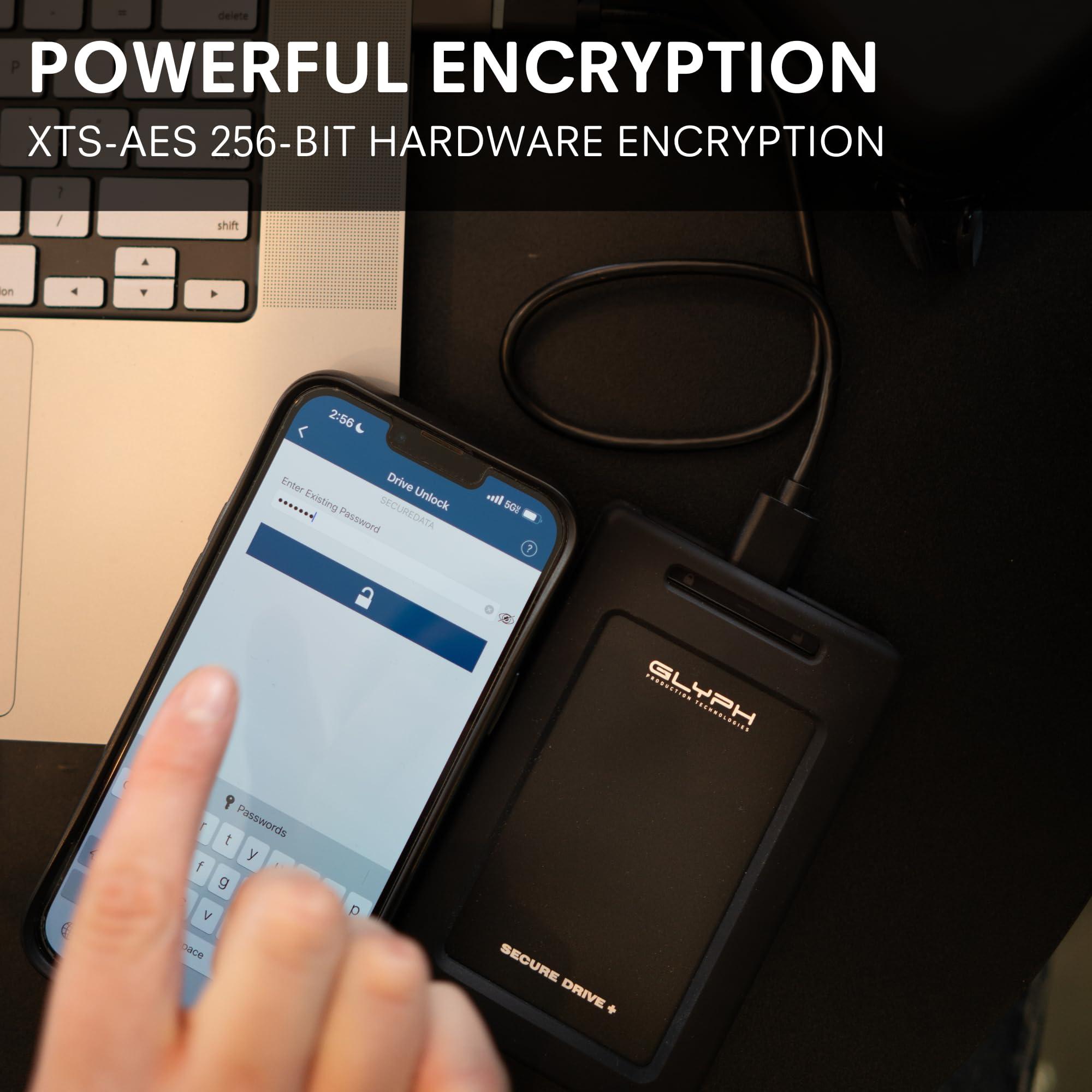 Glyph Production Technologies Glyph SecureDrive+ 4TB Professional Encrypted Rugged Mobile Hard Drive with Bluetooth