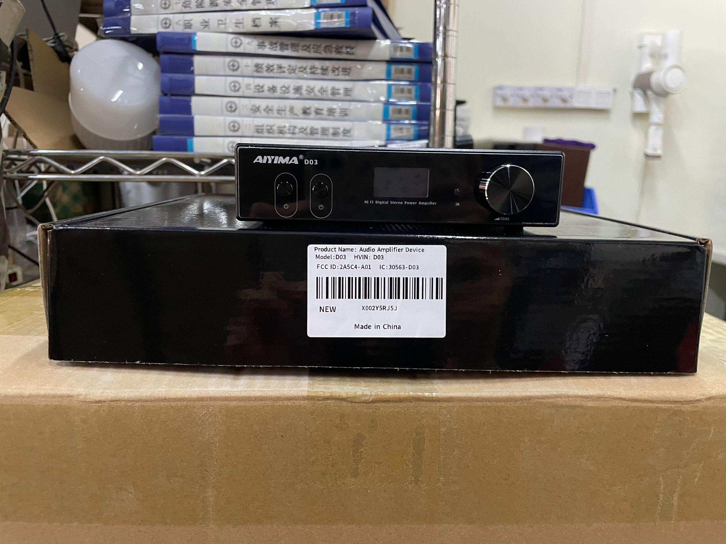 AIYIMA AIYIMA D03 Bluetooth 5.0 DAC Amplifier 150 Watt x 2 Stereo HiFi 2.1 CH Digital Sound Amplificador 24Bit/192kHz Class D Power Amp USB Coaxial Optical OLED AptX, Support Subwoofer & with Remote