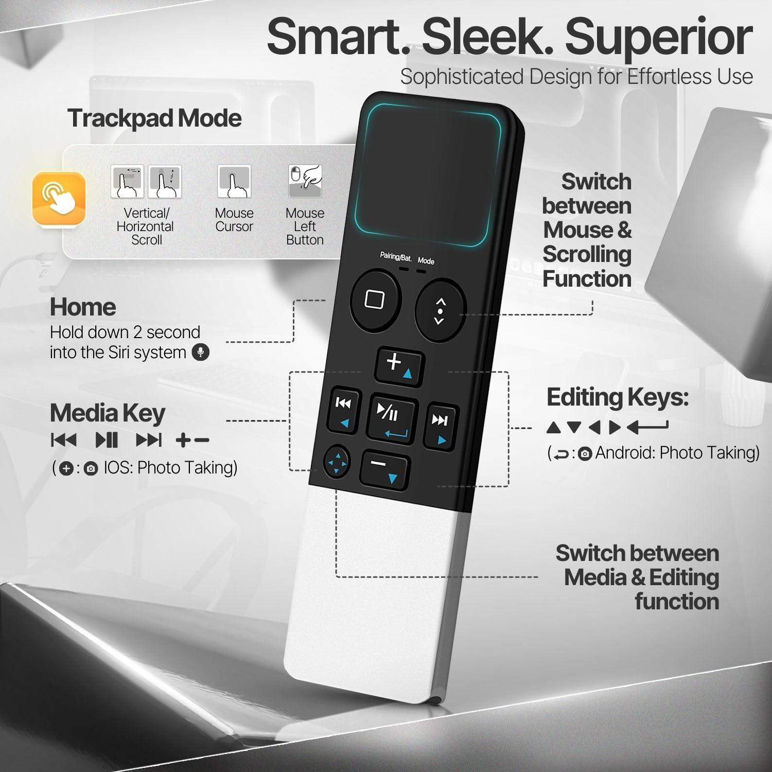 TNP Products TNP Bluetooth Remote Control for iPad iPhone - Trackpad Media Presenter for iOS Mac Android Tablet PC - Wireless Camera Shutter, Media Button, Presentation Clicker, iPad Air Pro, MacBook Pro Mini M1