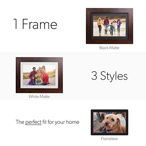 Brookstone Brookstone PhotoShare 14” Smart Digital Picture Frame, Send Pics from Phone to Frames, WiFi, 8 GB, Holds 5,000+ Pics, HD Touchscreen, Premium Espresso Wood, Easy 1-min Setup
